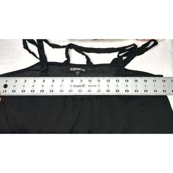 Express Lightweight Blouse Tank Top Sheer Women's Size M Black Whimsigoth Witchy - Picture 8 of 13